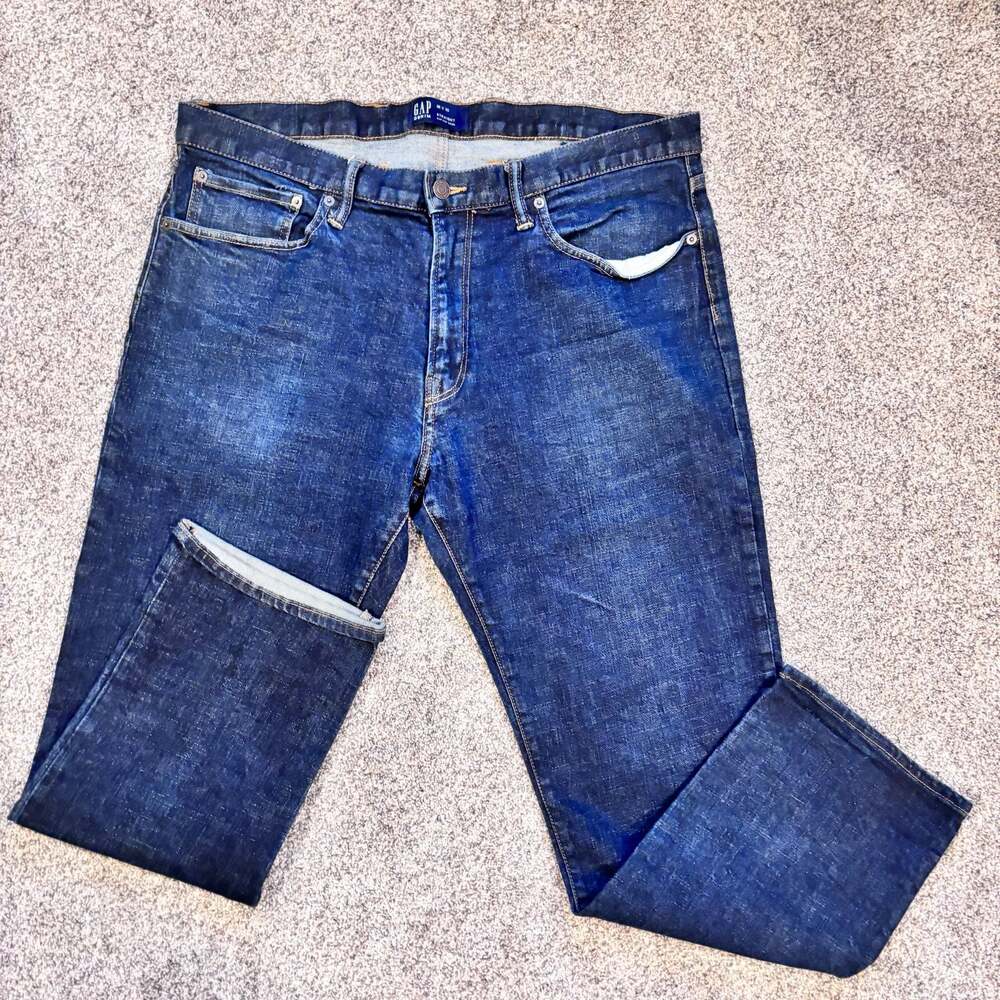 Gap Denim Straight Fit Jeans Size 38 x 30 Dark Wash